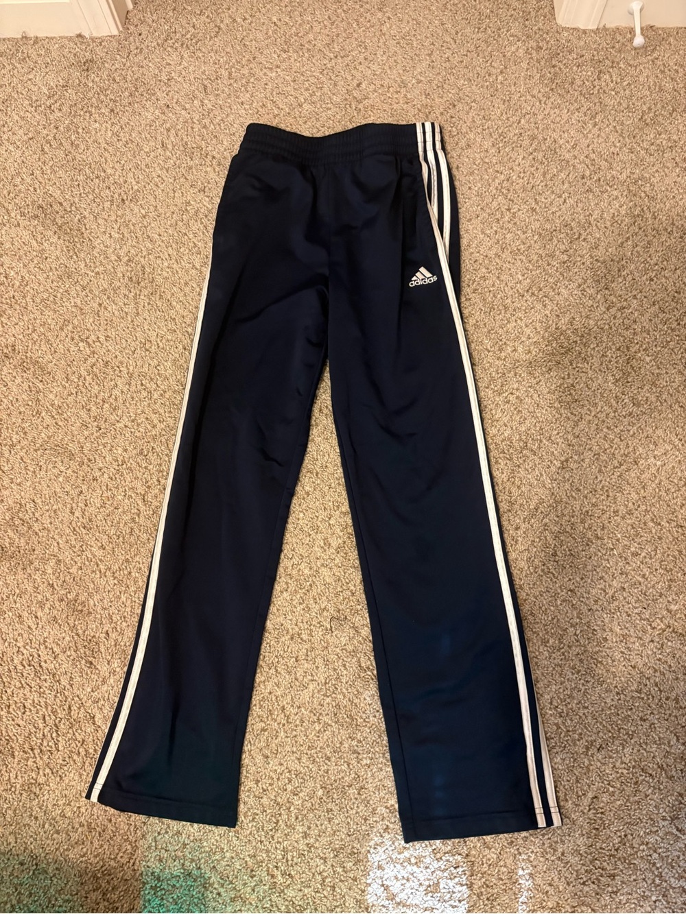 adidas Navy Blue Kids Joggers with White Side Stripes